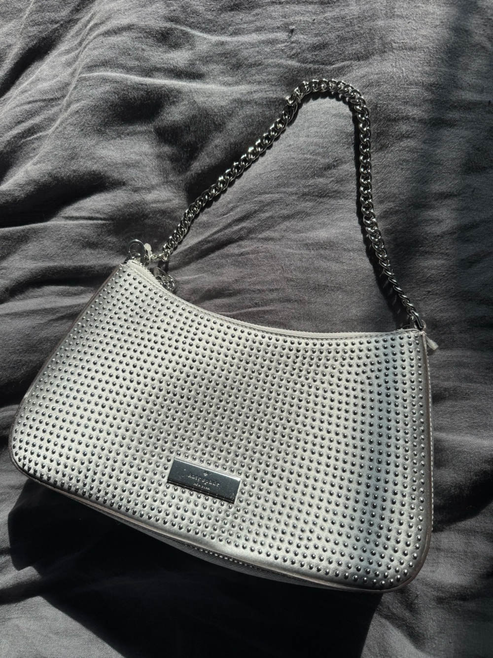 kate spade silver studded shoulder bag